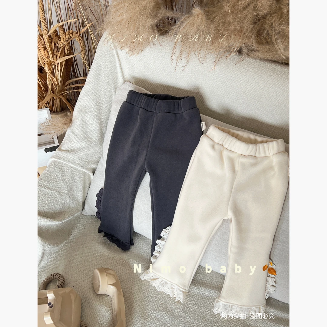 NIMO【芭蕾】韩版秋季新款宝宝纯色复古百搭时尚芭蕾加绒裤子