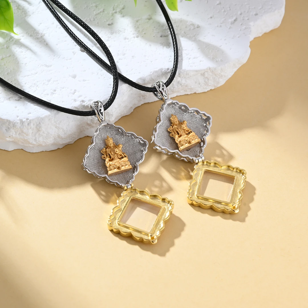 吊坠925银 【婉葶珠宝】S925银菱形嘎乌盒一绿渡母(赠皮绳-发一）