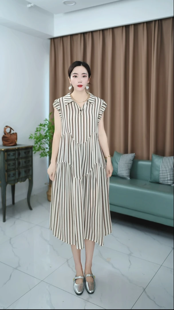 575新款休闲气质遮肉显瘦宽松时尚百搭宽松连衣裙