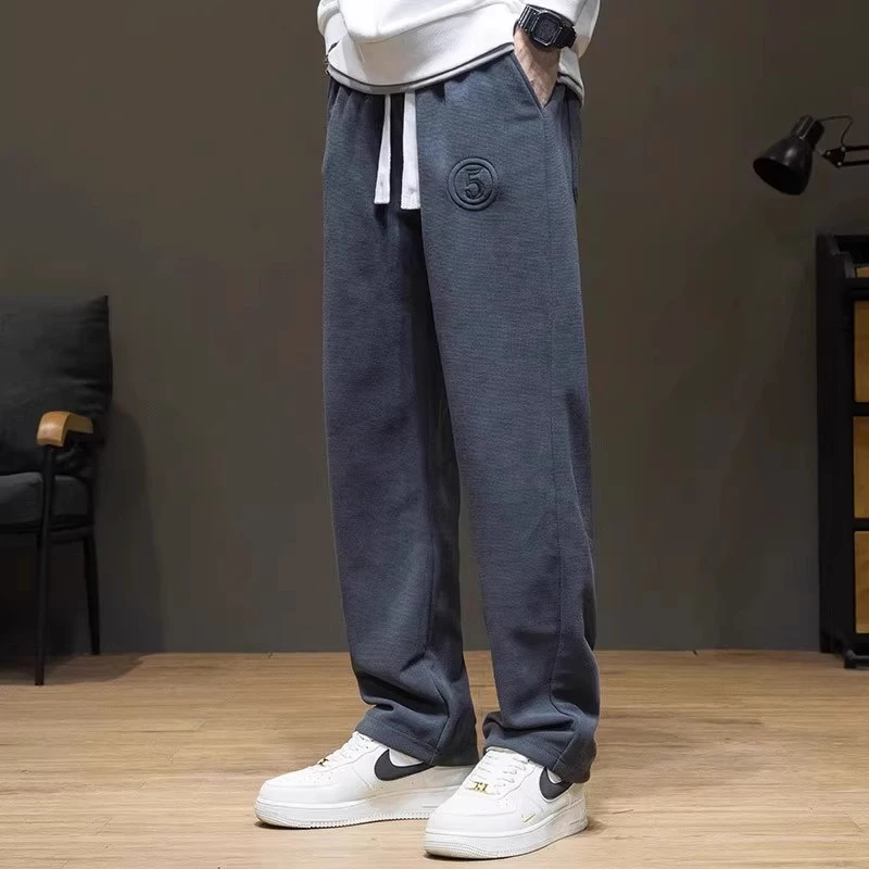 仓石一树加绒加厚休闲卫裤男潮牌2025秋冬新款宽松纯色运动直筒裤