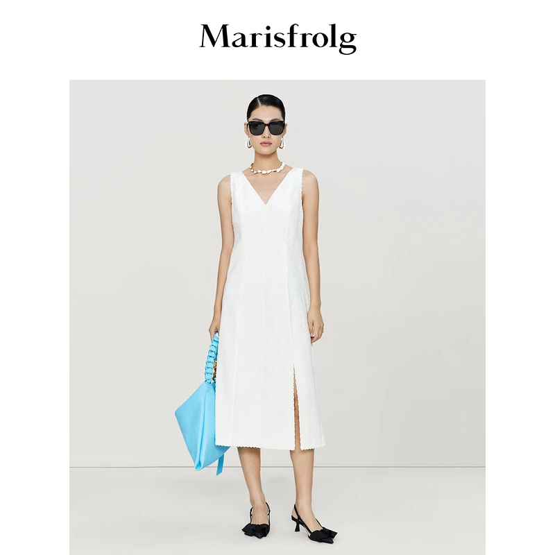 Marisfrolg/玛丝菲尔无袖设计师优雅长款气质连衣裙A1DE12576