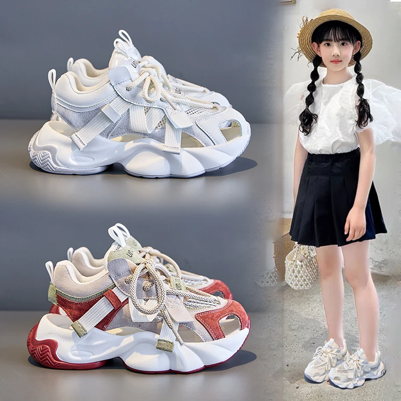 女童运动凉鞋夏款2025新款儿童凉鞋女孩包头凉鞋软底沙滩鞋中大童