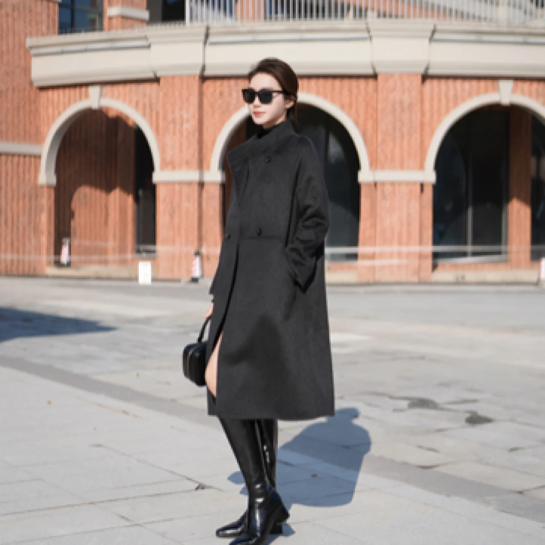 S·KBKZ双面毛呢时髦洋气大衣轻奢大衣绵羊毛外套-1218