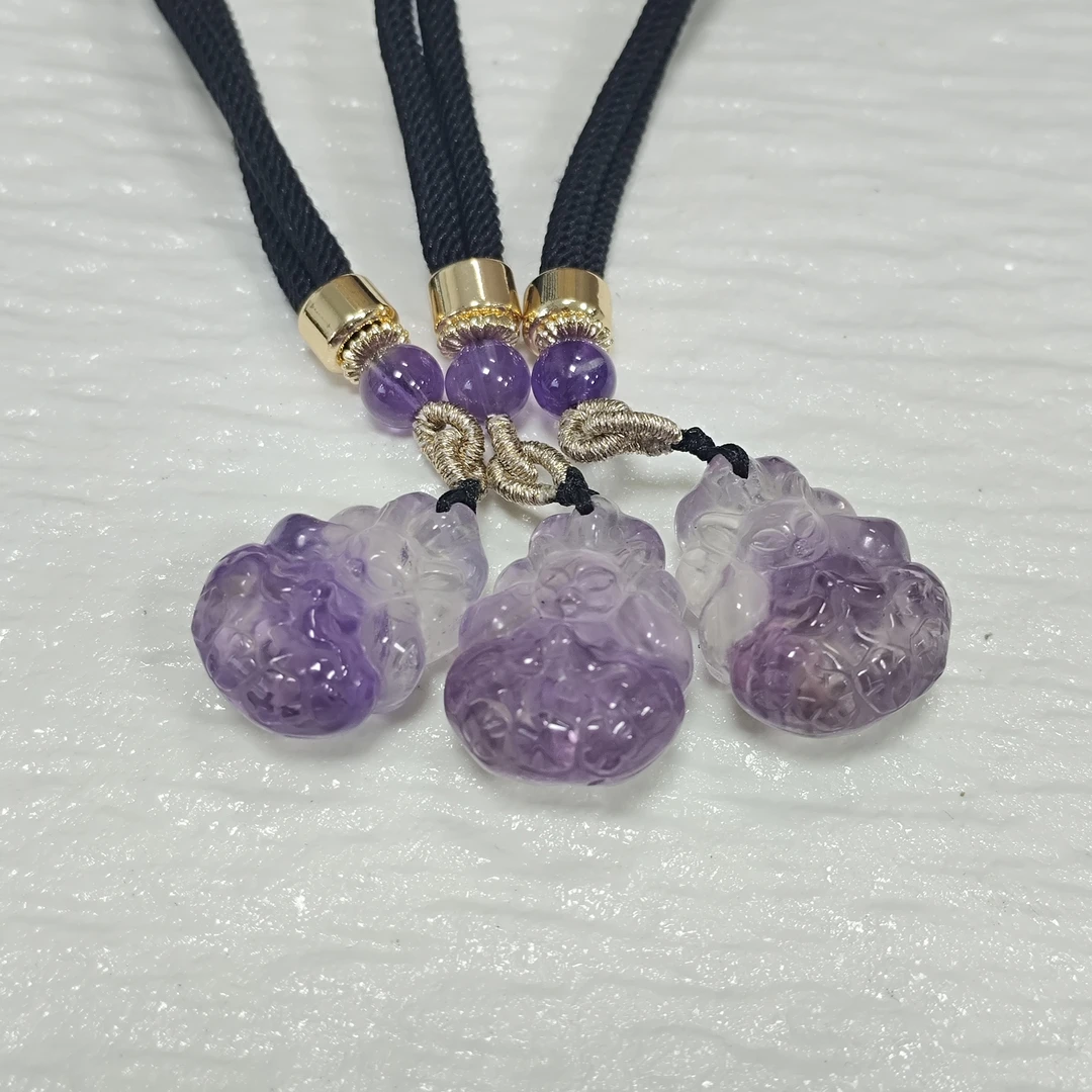 【书记甄选】天然紫水晶俏色狐狸吊坠 多样性发一件 2151BB