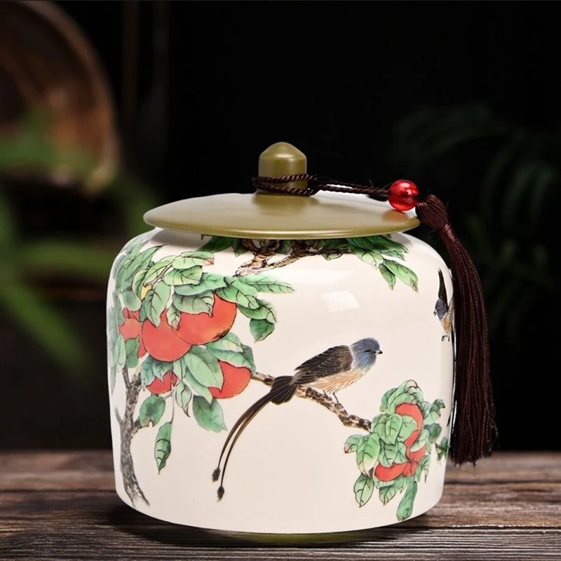 陶瓷茶叶罐精品高档储藏绿茶白茶普洱茶防潮罐中式密封储存罐空罐