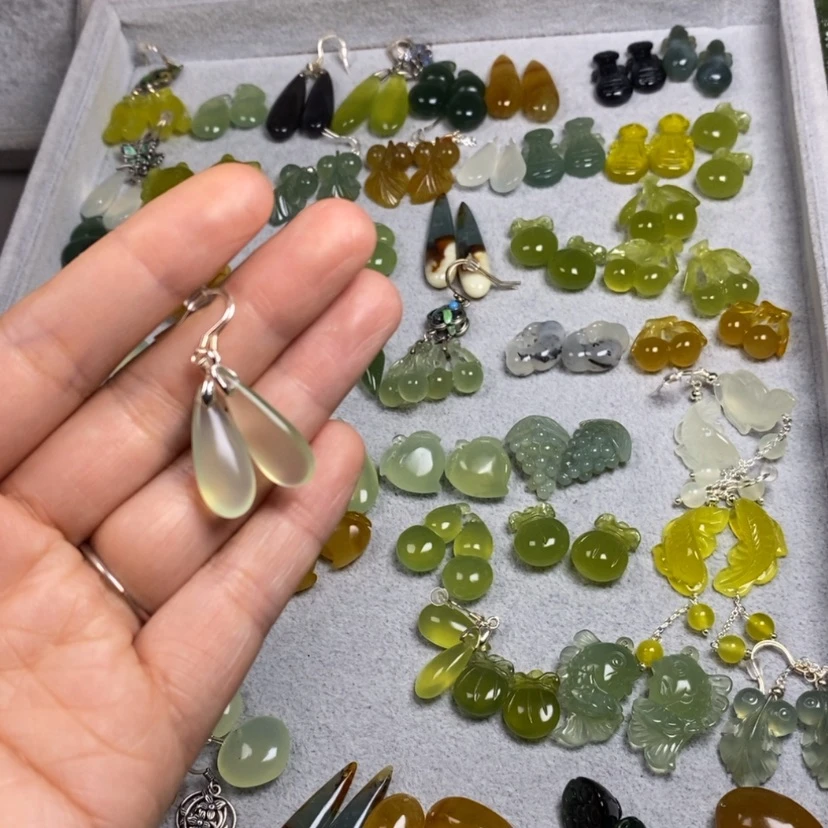 【闪购商品】蛇纹石玉未镶嵌挂件耳饰耳环项链