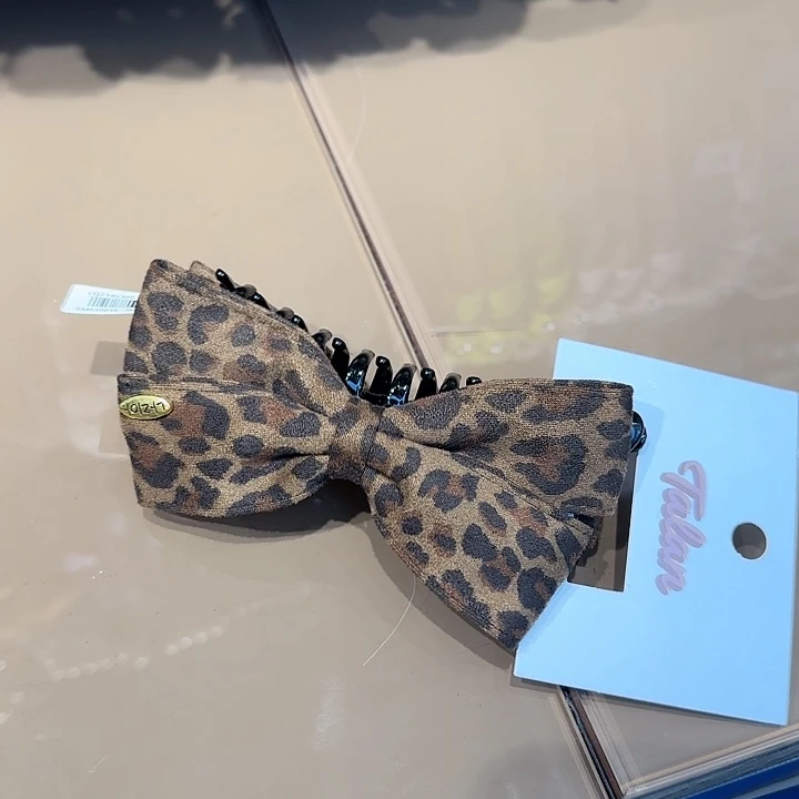 非金属布艺豹纹蝴蝶结 香蕉夹