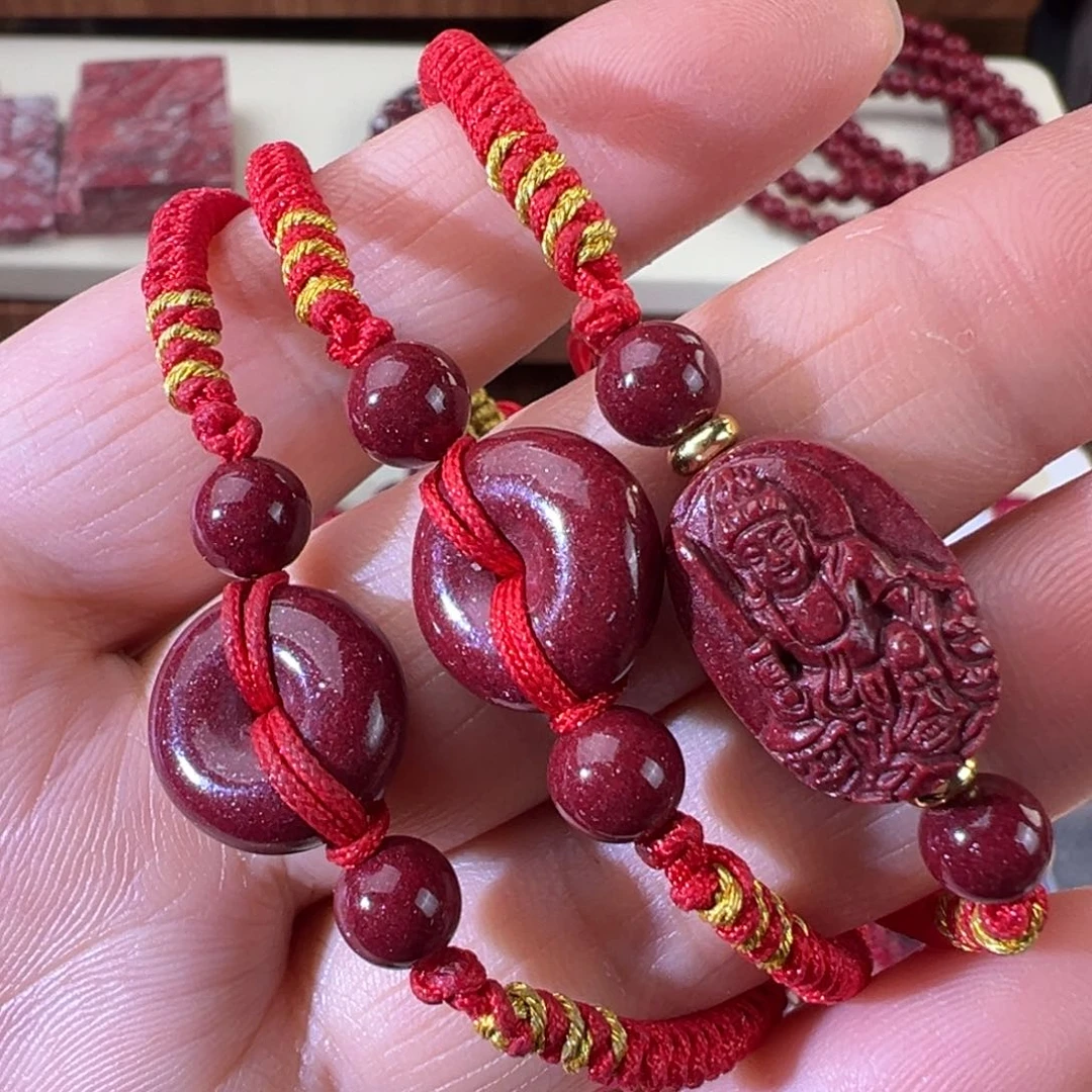 天然辰砂手编绳红绳