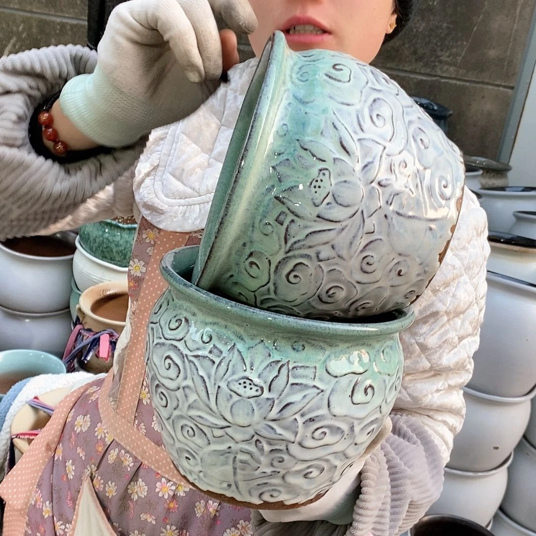 紫砂花盆瑕疵口20高16