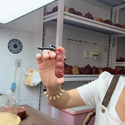 朱泥茶案扁豆手把件