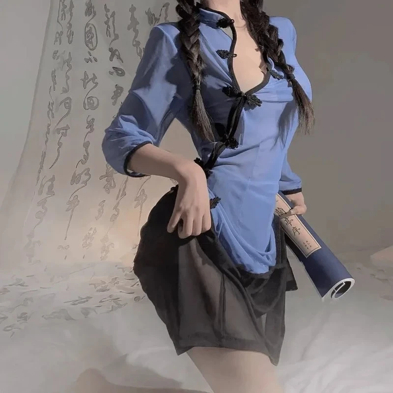 民国长旗袍改良版国风睡裙复古中式显瘦薄款性感夏季ins少女诱惑