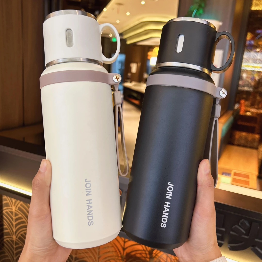 简约钢盖保温杯水杯男款316不锈钢水杯喝水上班用杯子便携茶杯