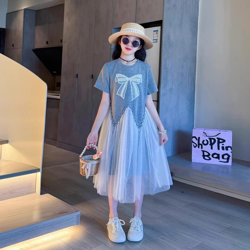 女童夏季裙子2025新款超好看的中大童女孩夏天薄款儿童网纱连衣裙