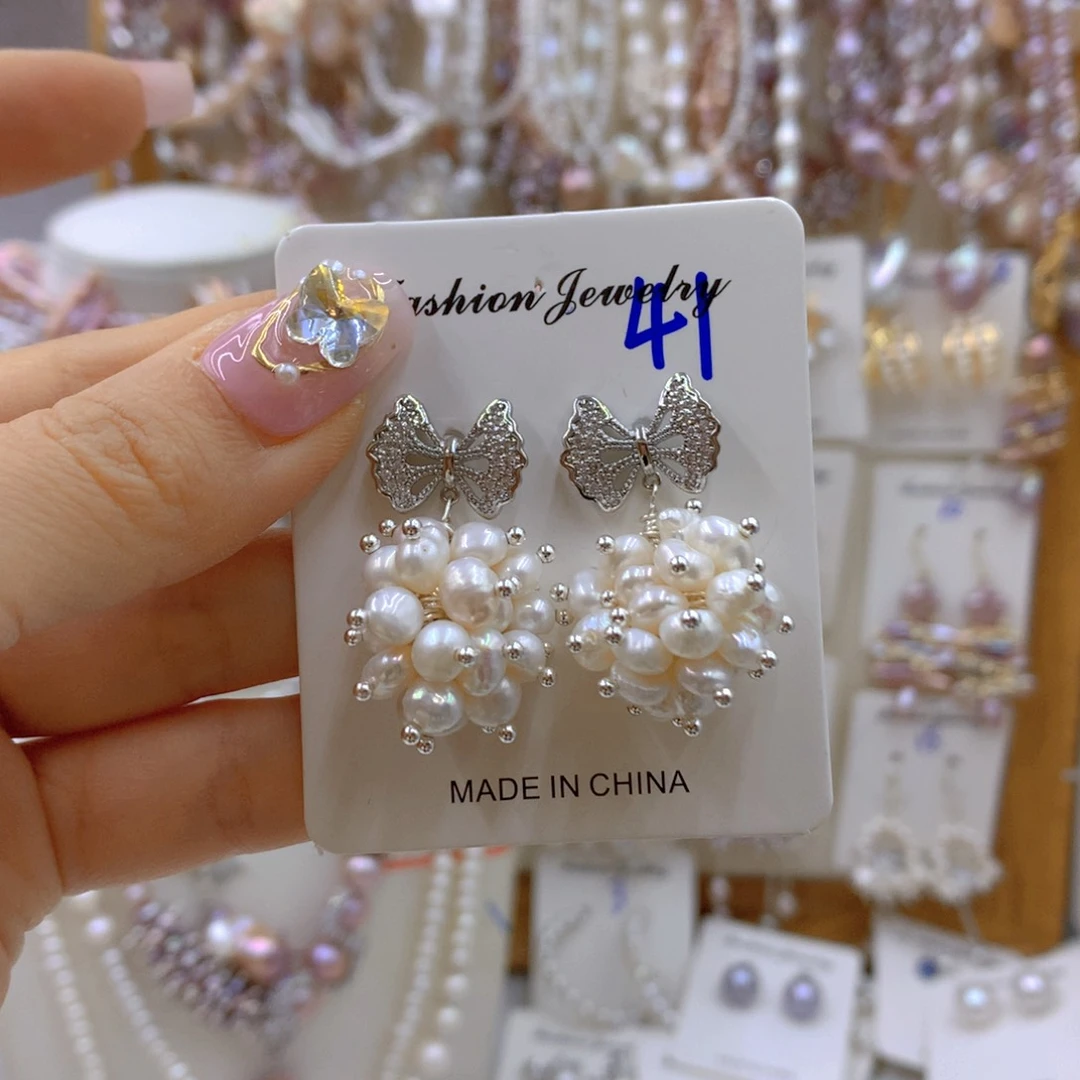 淡水珍珠耳饰银S925镶嵌