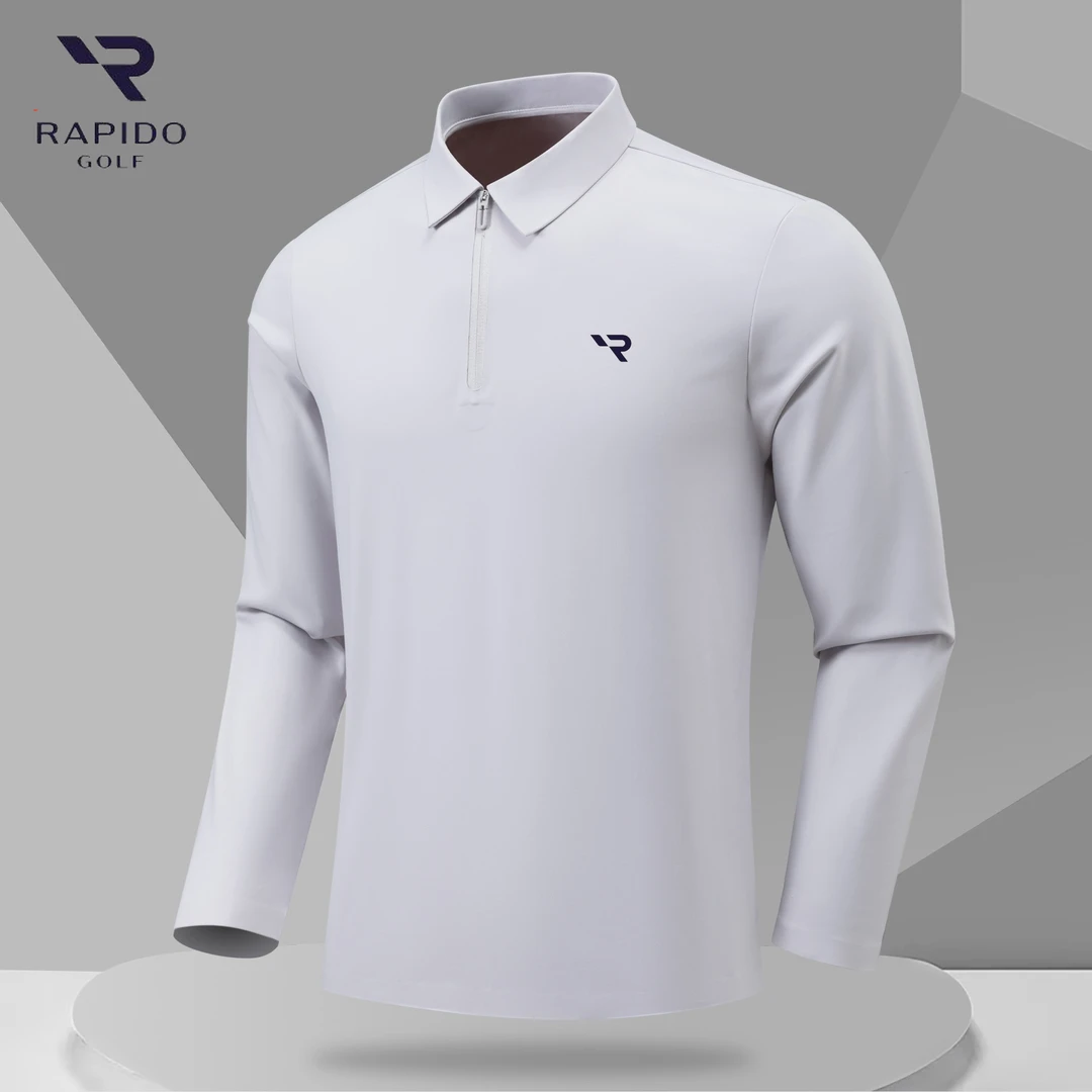 RAPIDO霹雳道秋冬男士纯色长袖高尔夫无痕POLO衫休闲时尚抓绒上衣