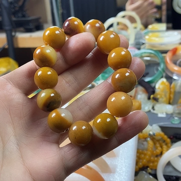 石英质玉（黄龙玉）合金手镯