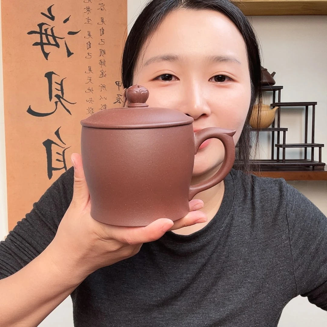 茶杯紫砂白***紫砂盖杯底槽青全品