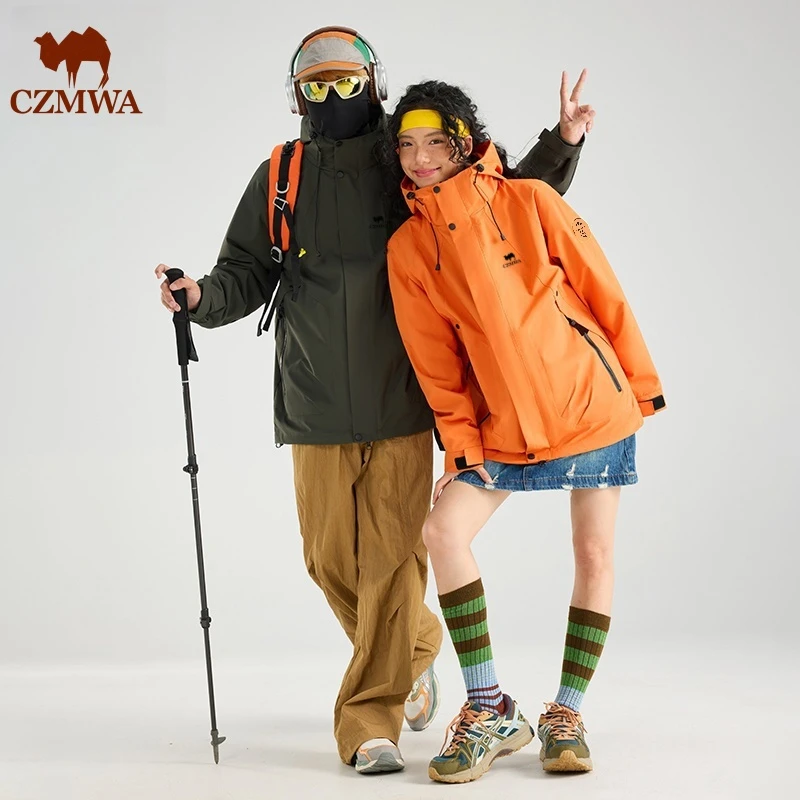 骆驼骑师冲锋三合一外套女2025新款户外高级感硬壳防风防水夹克男