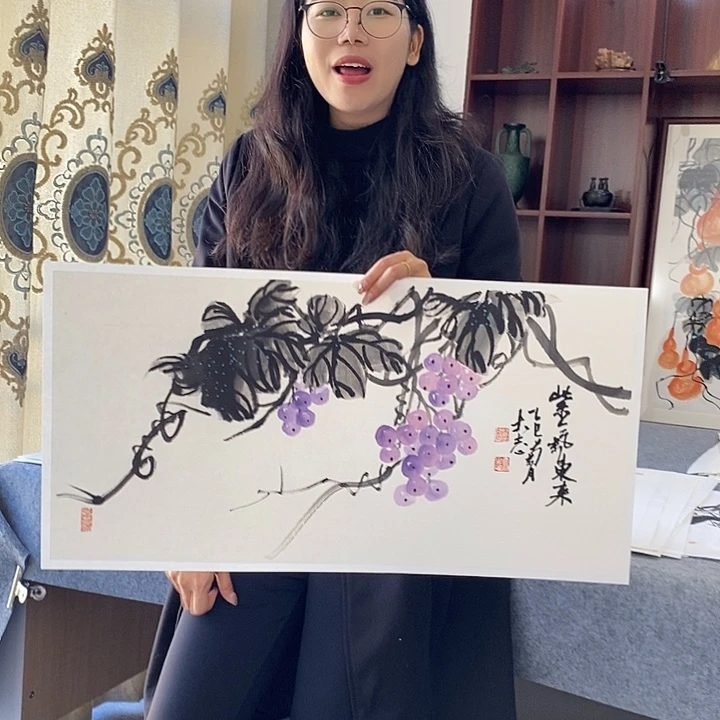 国画纯手绘国画写意作品34*68