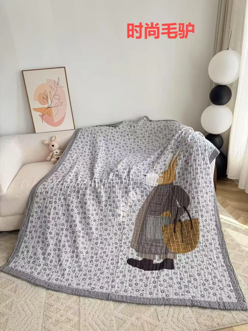 （单人）驴先生-浅灰色罗布麻纱布四季毯150*200cm