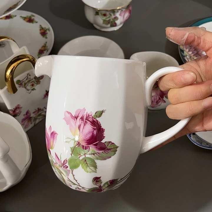 瓷片微瑕骨瓷多用壶一个玫瑰