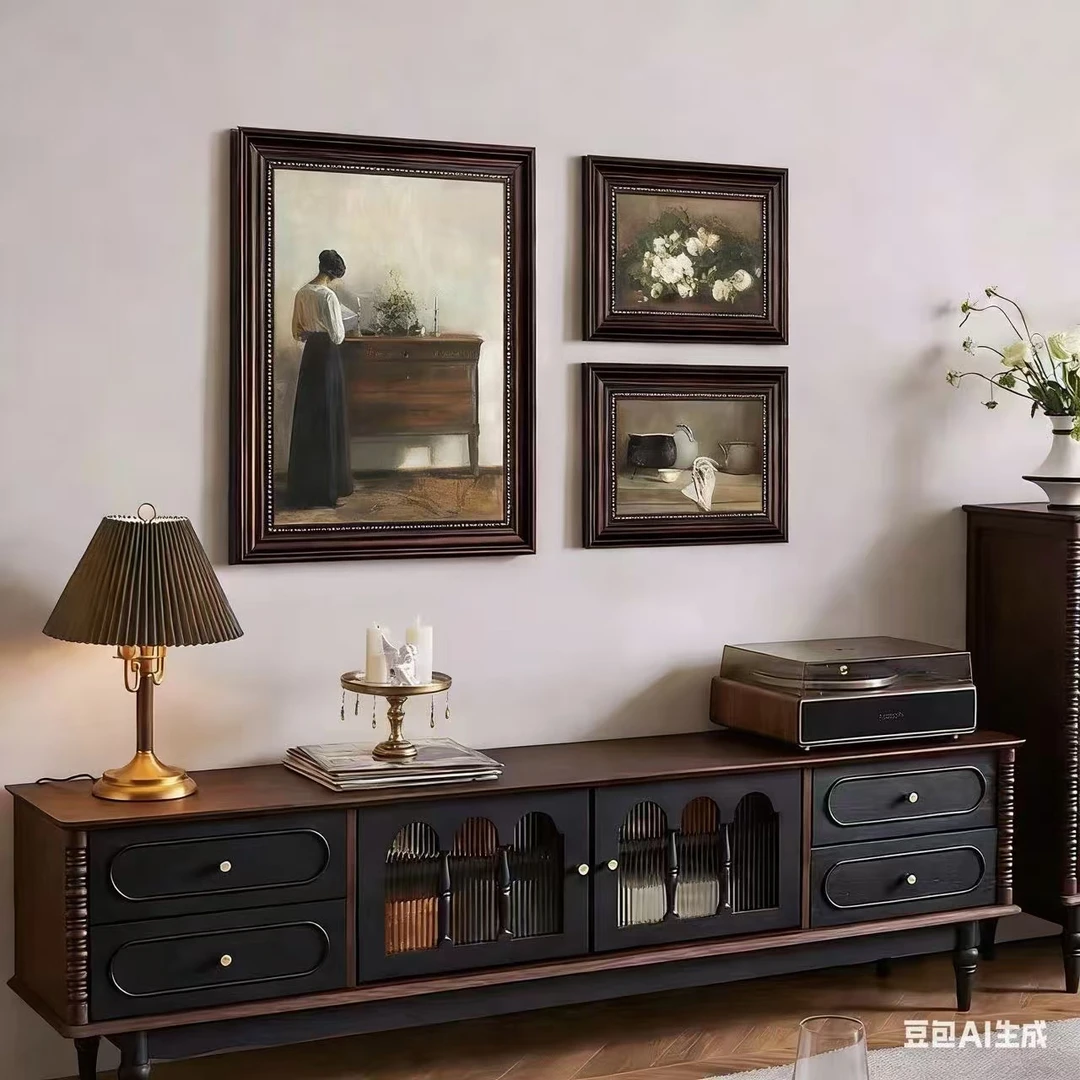 安宁与闲法式小众复古风客厅挂画餐厅墙画美式装饰画组合壁画3570