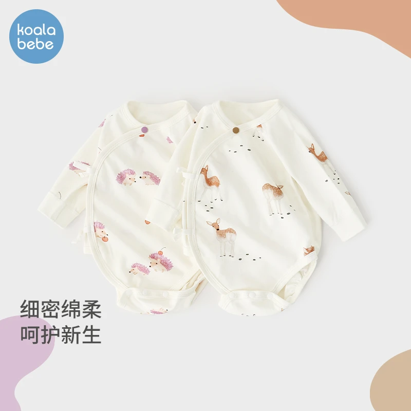 考拉鼻鼻初生婴儿包屁衣春秋纯棉新生儿三角连体哈衣秋小不点动物