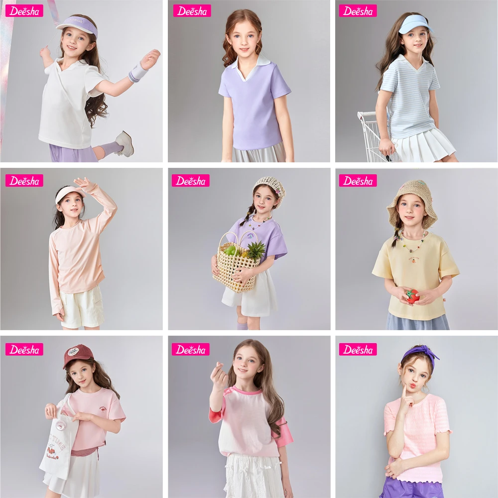 笛莎童装【100快3件】笛莎合集25女孩休闲速干polo上衣女童夏季