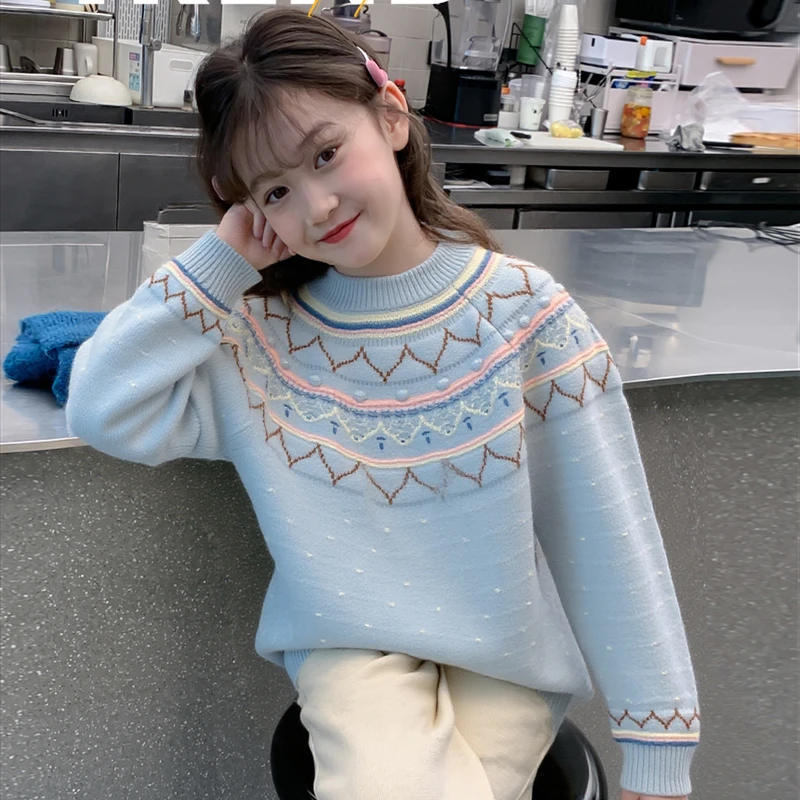 女童毛衣秋冬装2025新款加厚洋气毛衣儿童休闲秋冬中大童女孩上衣