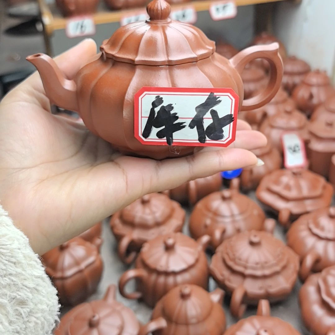茶壶紫砂朱泥筋纹矮樱210cc