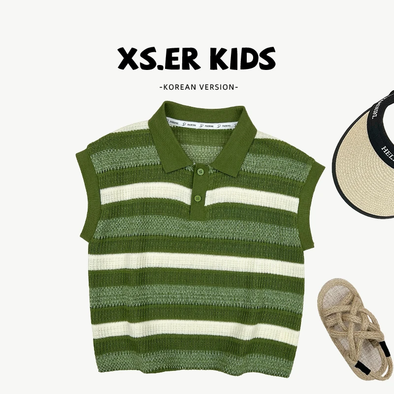 【小首尔】现货【绿野仙踪】男女童夏季条纹无袖POLO背心上衣HBB7527