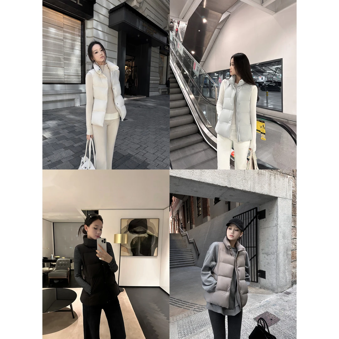 5werkwen 小暖炉纸片人版 四色90白鸭绒秋冬宽松羽绒马甲