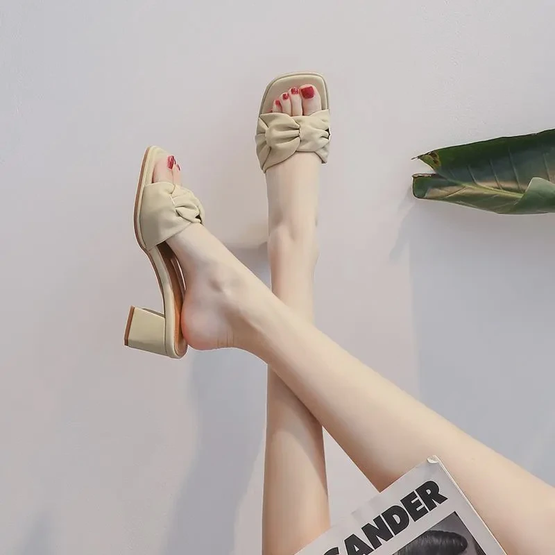 方头凉拖鞋女外穿凉拖新款一字扣2025夏新款时尚一字拖鞋ZX