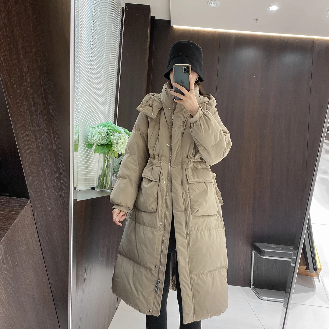 IMFLY金小金自制 羽绒服DYW8097冬装上新中长款连帽白鸭绒外套女