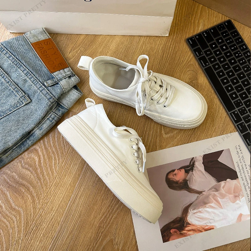【MC】厚底小白鞋2025新款夏潮鞋女单鞋时尚百搭休闲软皮低帮女鞋子