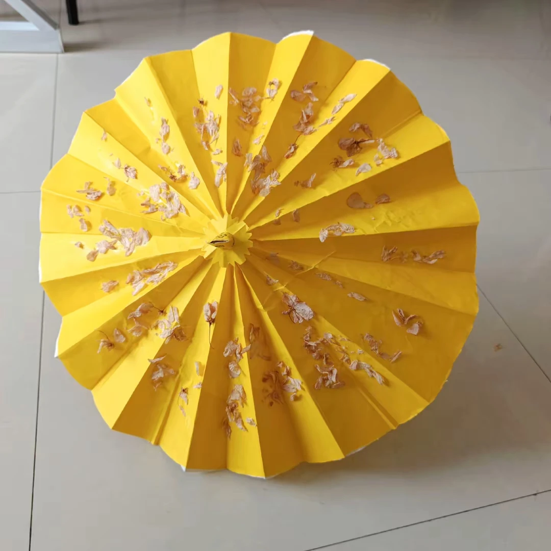手工纸伞花伞雨伞油纸伞五七纸伞古风黄色