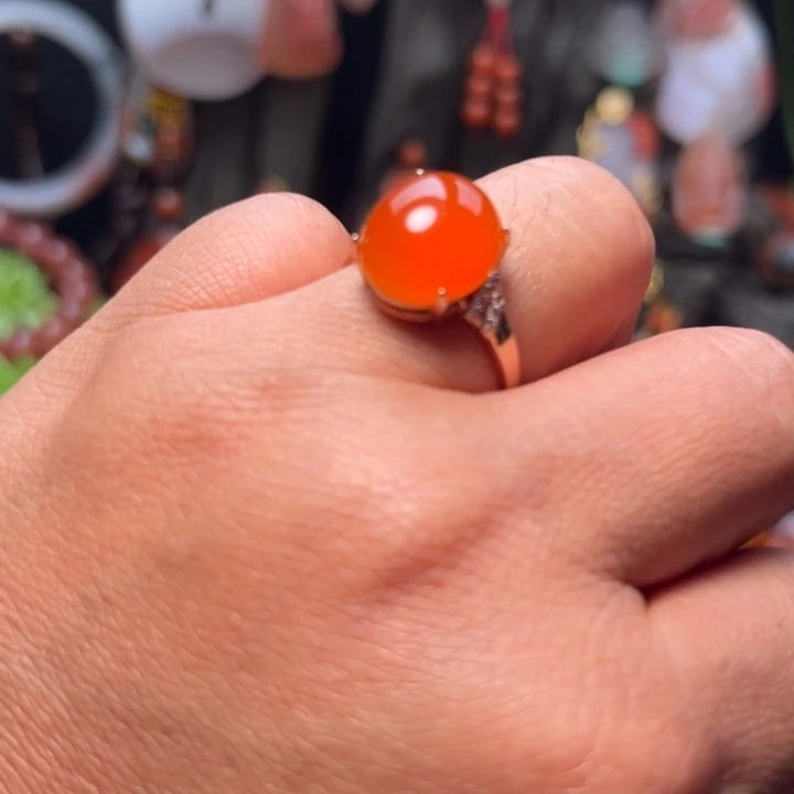 南红玛瑙未镶嵌戒指冰红戒指