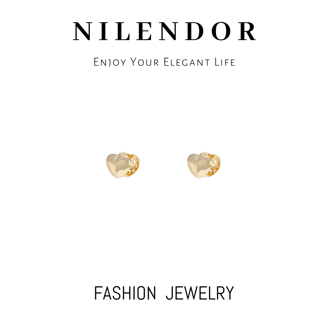 铜合金耳饰 ES-483轻奢时尚小众设计感双面爱心小耳圈