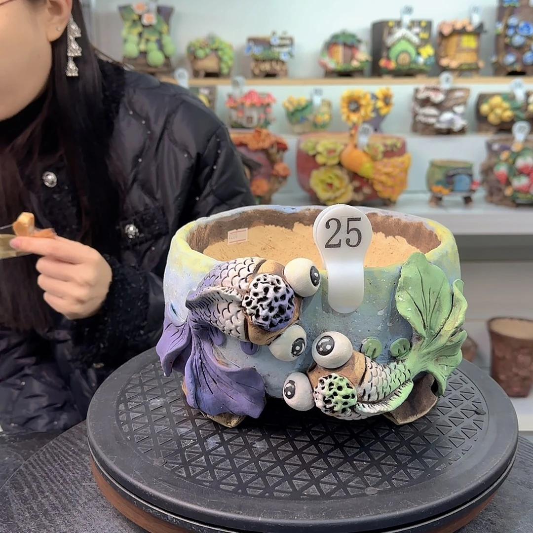 本默花器麦饭石花盆