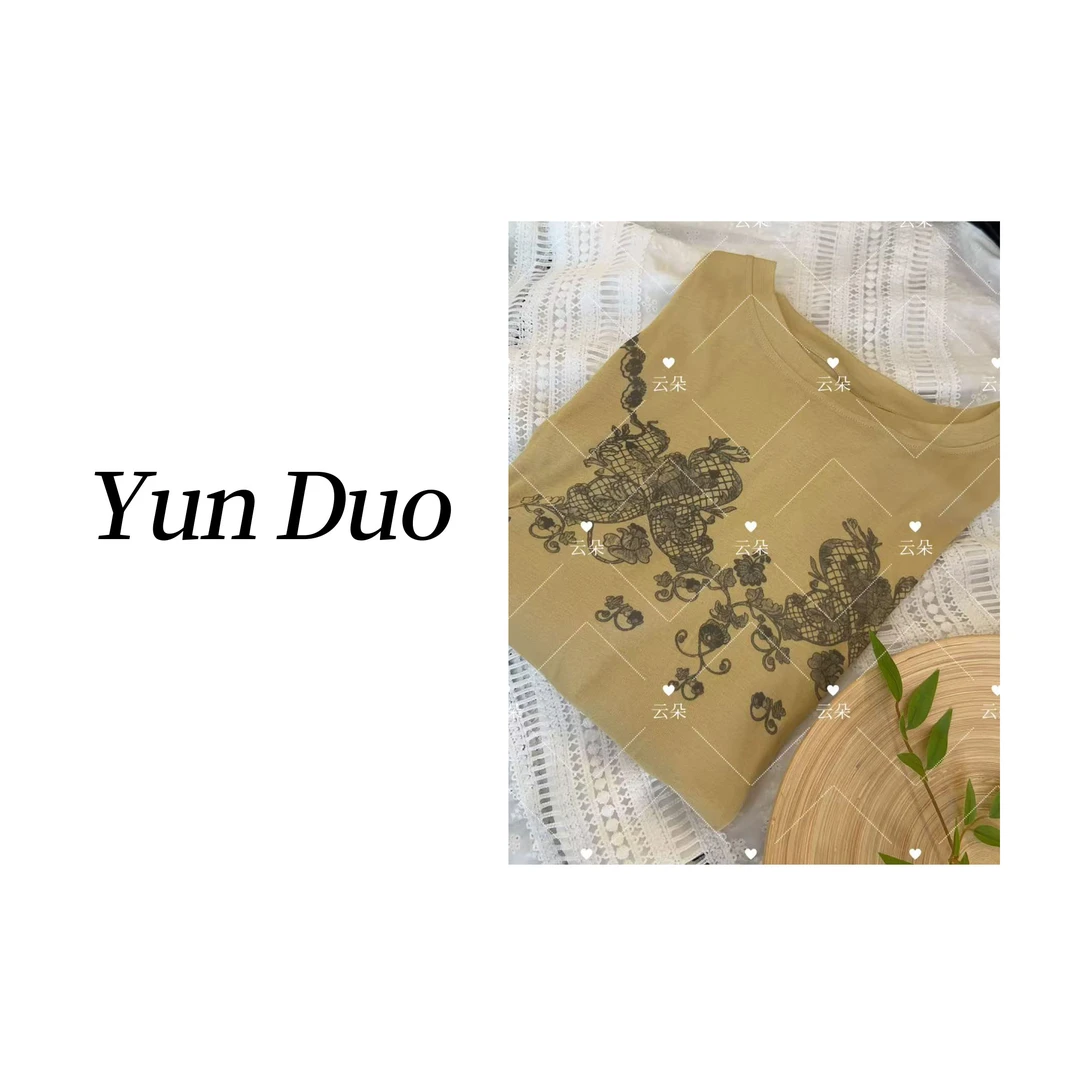 云朵定制【轻度假】黄轻薄凉感蝴蝶印花长袖T恤LC97