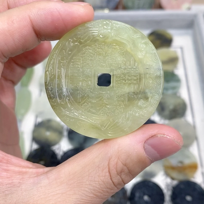 【闪购商品】岫玉未镶嵌颈饰岫玉山鬼花钱吊坠