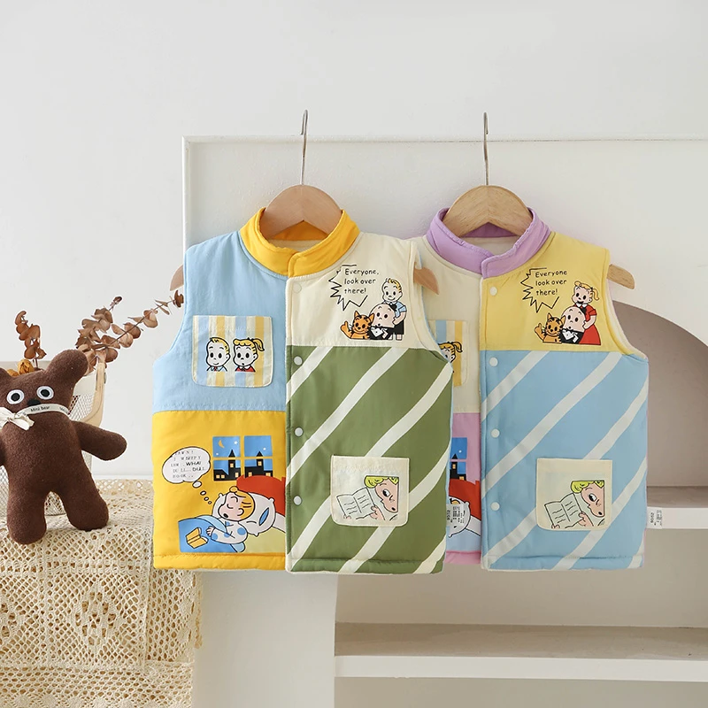 miki童装加绒马甲男女童背心冬季加棉儿童休闲童装马夹796