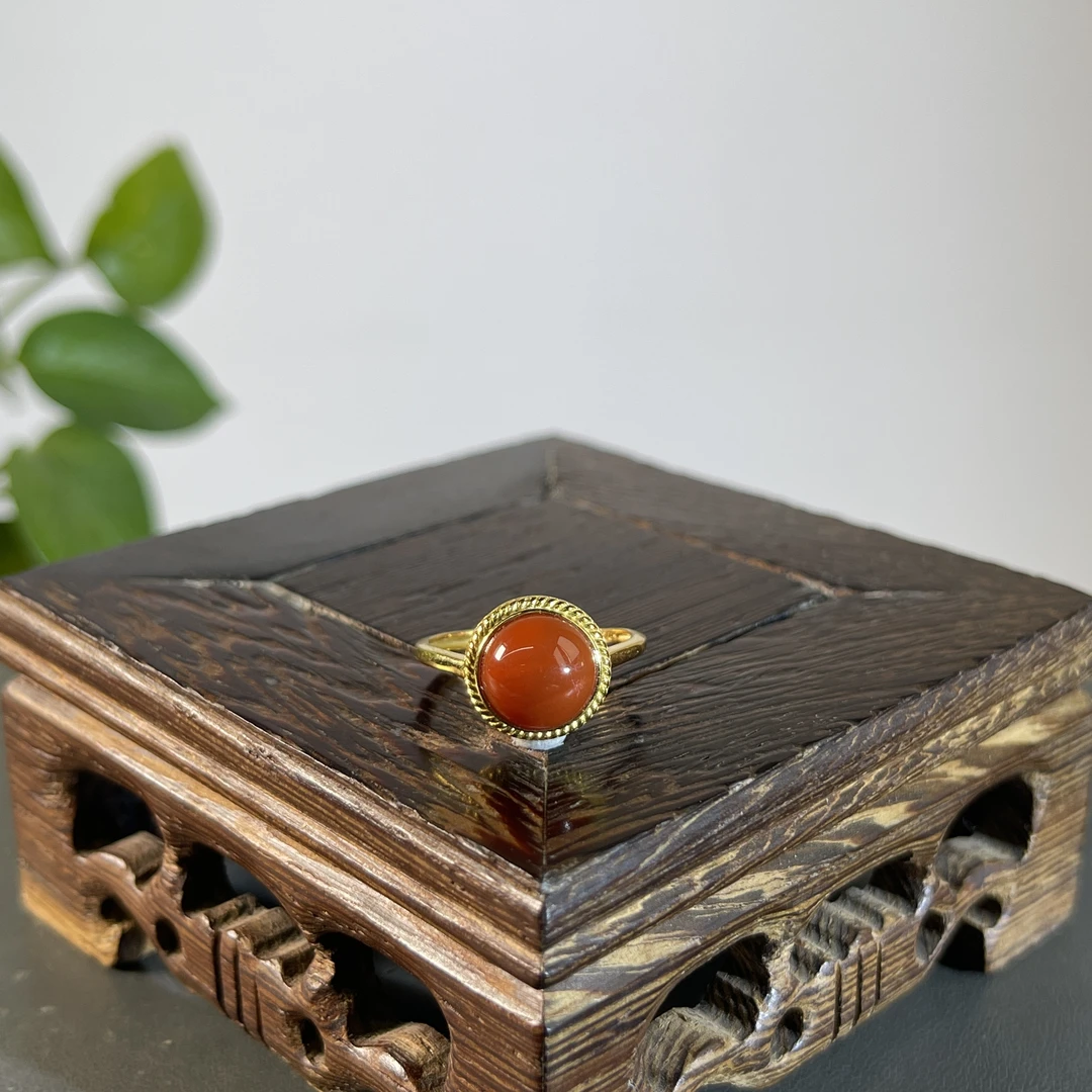 JYA24-018 南红-S25银镶戒指