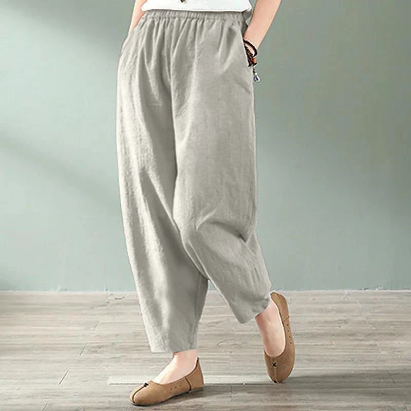 妈妈裤子夏季薄款棉麻中老年人休闲女裤宽松高腰春夏中年妇女女裤