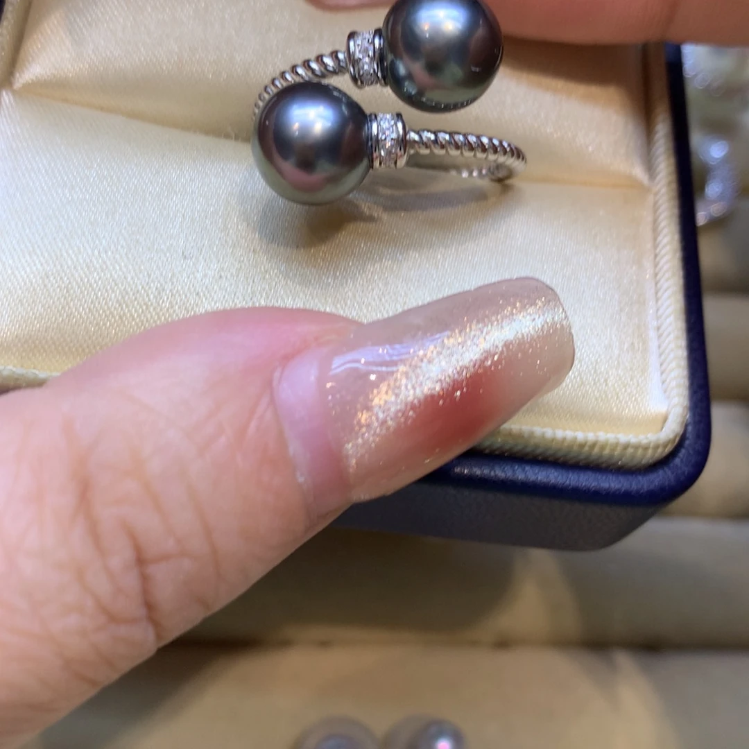 银S925镶嵌戒指海水珍珠