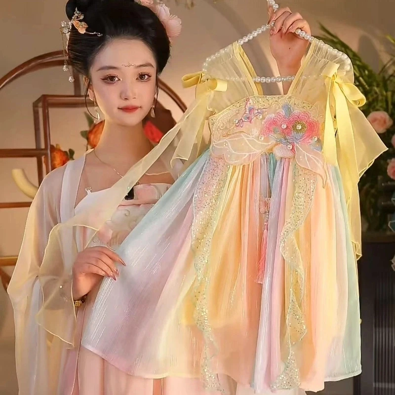 海宁1【黄桃公主】2025新款女童仙气中国风夏季汉服HFQ25262