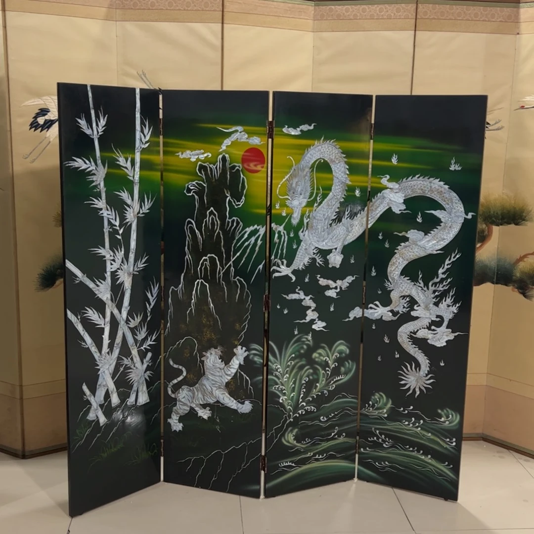 绘画屏风框画茶空间设计