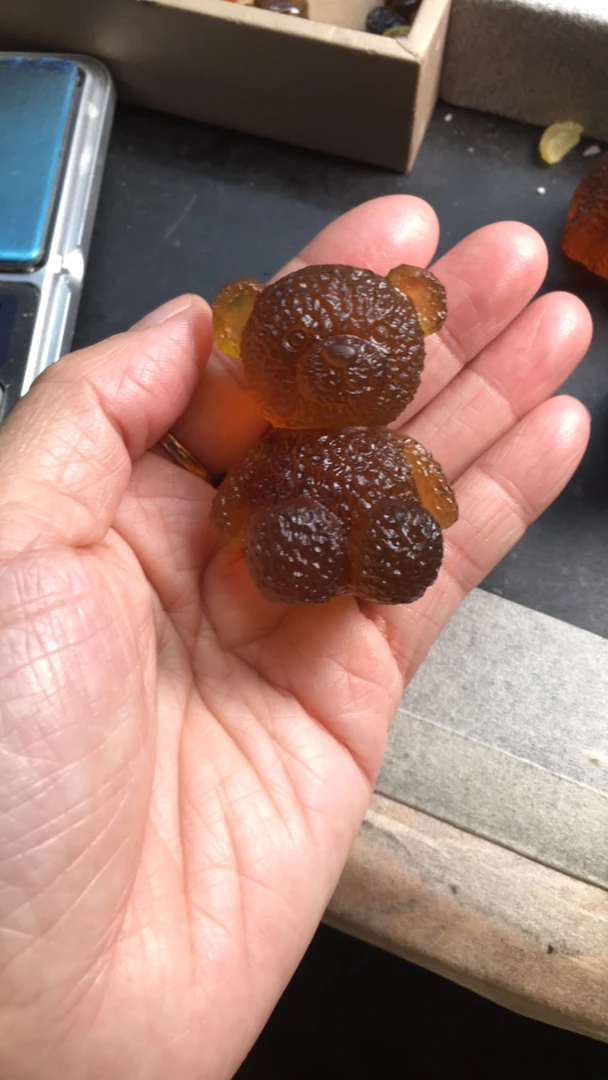 天然缅珀毛毛熊吊坠