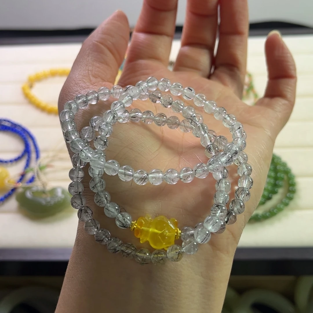 发晶三圈手链未镶嵌