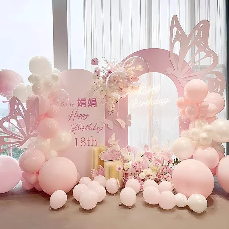 18周岁礼生日12岁紫色粉色氛围背景墙女生气球装饰派对kt板网红10